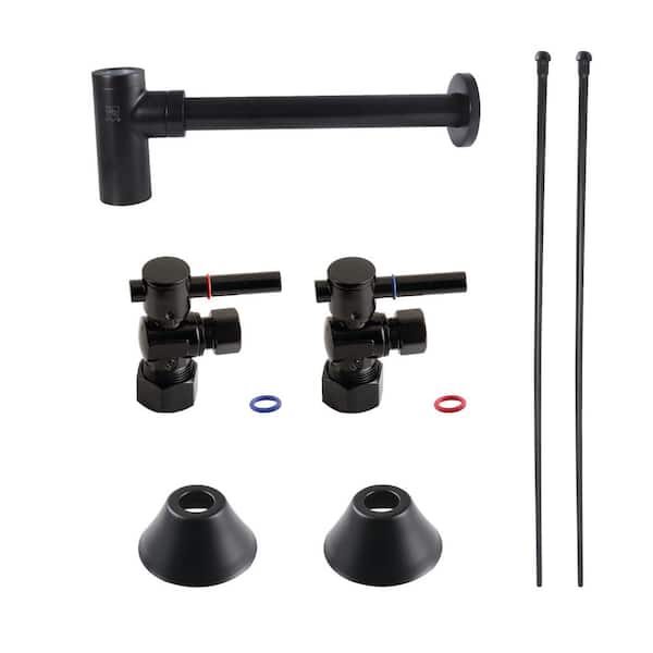 Modern 1-1/4 in. Brass Plumbing Sink Trim Kit with Bottle Trap in Matte Black