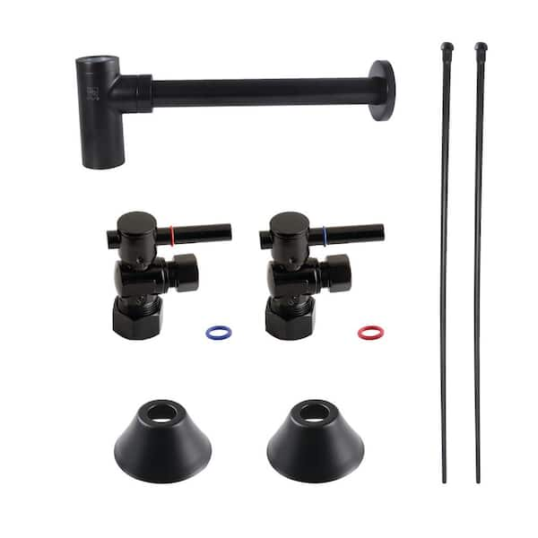 Kingston Brass Modern 1-1/4 in. Brass Plumbing Sink Trim Kit with Bottle Trap in Matte Black