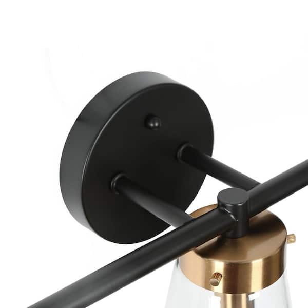 LNC Modern 21 in. 3-Light Black and Brass Bath Vanity Light with Bell Clear  Glass Shades Powder Room Sconce, LED Compatible LJRMRNN4490L7C - The Home  Depot