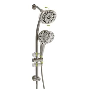 Dual Shower Head 7-Spray Wall Mount Shower Faucet with 4.7 in. Handheld Combo 1.8 GPM Shower Head in Brushed Nickel