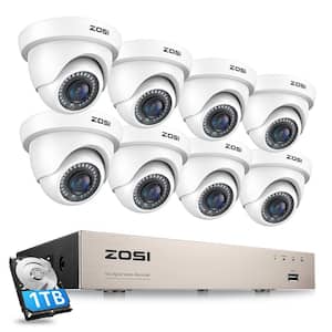 8-Channel 1080p 1TB Hard Drive DVR Security Camera System with 8-Wired Dome Cameras