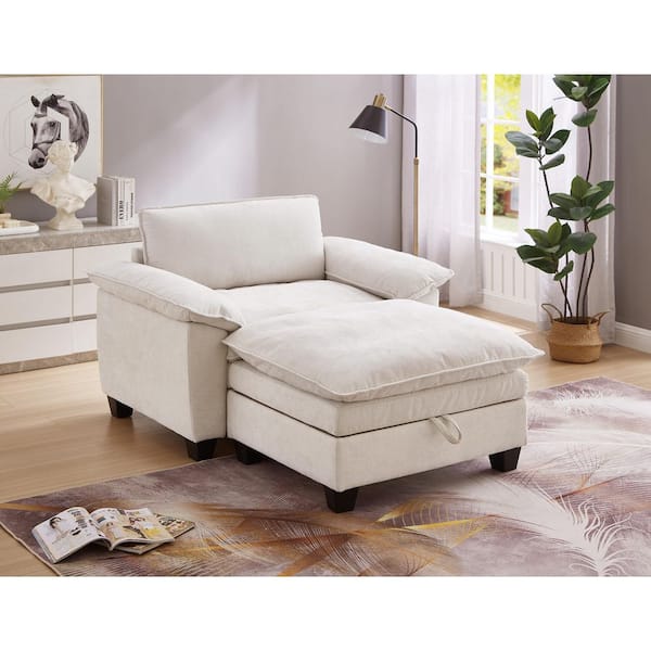 Harper & Bright Designs Oversize Beige 51 in Chenille Upholstered