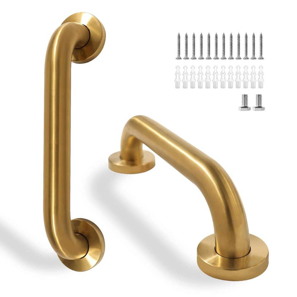 2-Pack 12 in. x 1.25 in. Concealed Screw Wall Mounted Safety Grab Bar in Gold for Bathtubs and Showers price history on PriceWatchPro