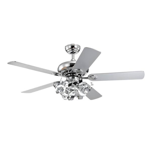 Maree Chrome 52-Inch 5-Blade Lighted Ceiling Fan Includes Remote