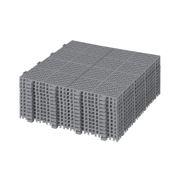 GOGEXX 1 ft. x 1 ft. PVCDeck Tiles in Gray 12 of Tiles Interlocking Flooring Porch Rosette Pattern Outdoor Anti-slip(12-Pieces)