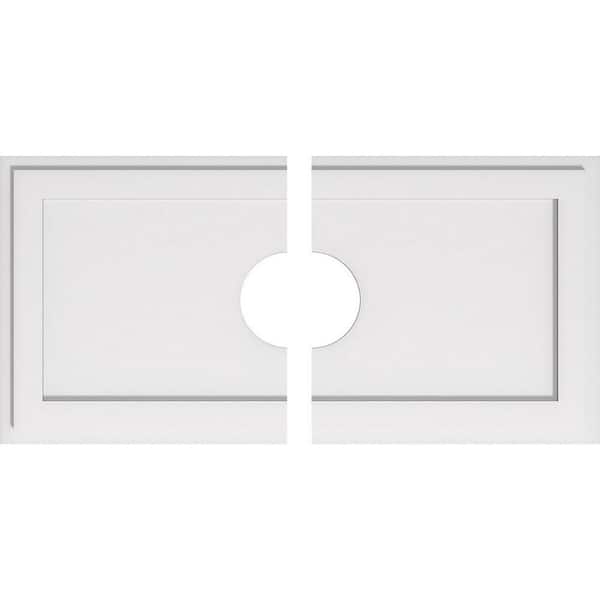 Ekena Millwork 36 in. W x 18 in. H x 6 in. ID x 1 in. P Rectangle Architectural Grade PVC Contemporary Ceiling Medallion (2-Piece)