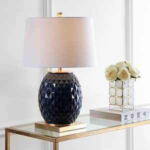 Diamond 25.5 in. Navy/Gold Leaf LED Glass/Metal Table Lamp