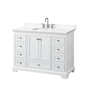 Deborah 48 in. W x 22 in. D x 35 in. H Single Bath Vanity in White with White Quartz Top