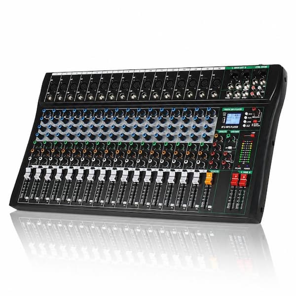 16 channel professional audio mixer board console with digital effects in black single 16 pack