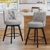 cozyman Rowland 26.5 in Seat Height Gray Upholstered Fabric Counter Height  Solid Wood Leg Swivel Bar stool（Set of 4） 4DPTHD23LL-1 - The Home Depot