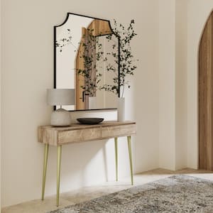 Jager Solid Mango Wood and Metal 48 in. Wide Mid Century - Contemporary Console Table in Natural