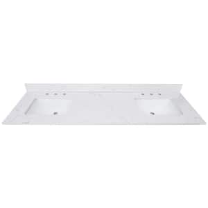 73 in. W x 22 in D Engineered Stone White Rectangular Double Sink Vanity Top in White