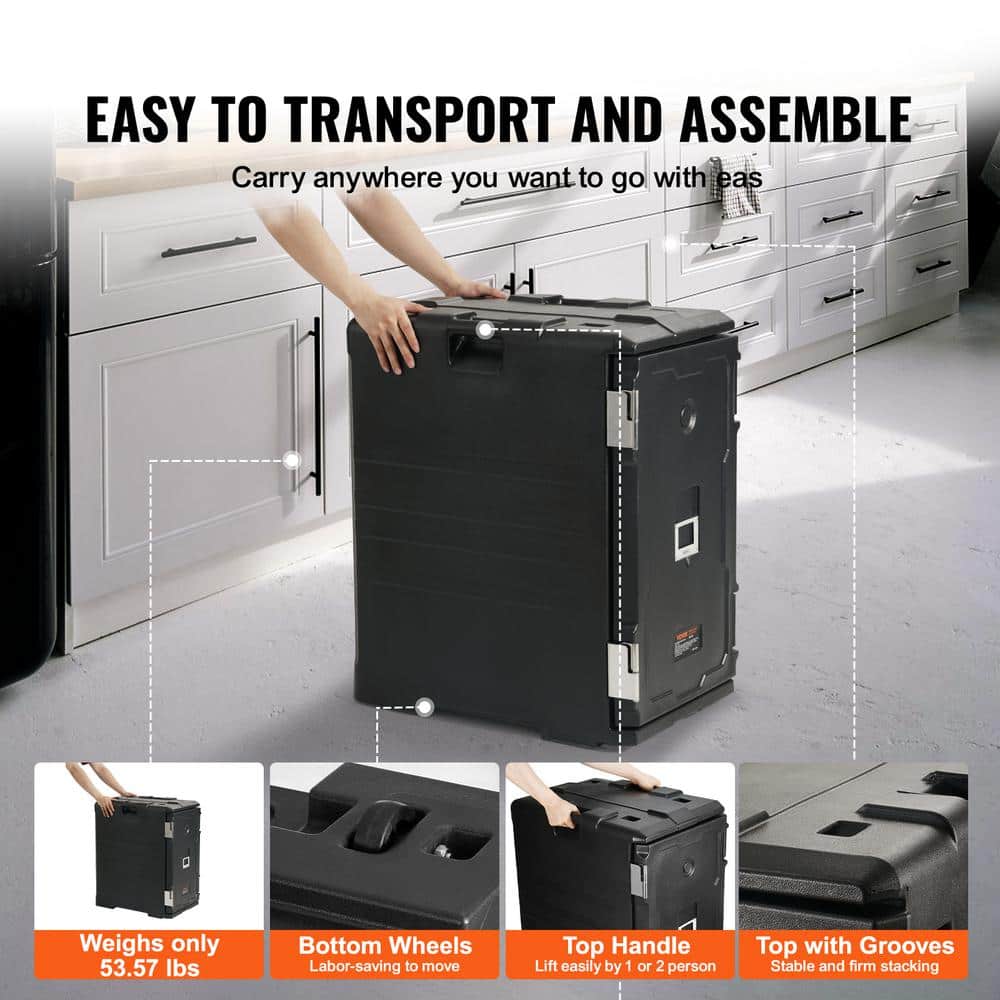 Black 109Qt Insulated Food Carrier with Wheels and Handles