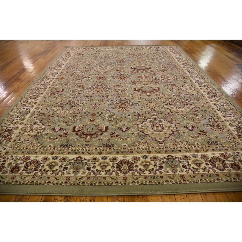 Voyage Light Green and Cream Rectangular Synthetic Area Rug 9' x 12'