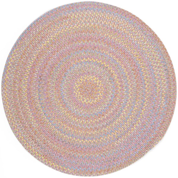 Rhody Rug Play Date Pink Multi 6 ft. x 6 ft. Round Indoor/Outdoor Braided Area Rug