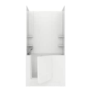 Rampart 4 ft. Walk-in Air Bathtub with 6 in. Tile Easy Up Adhesive Wall Surround in White