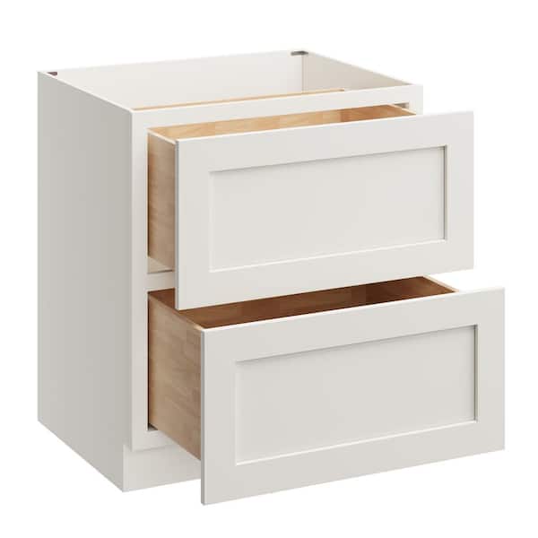 30 in. W x 24 in. D x 34.5 in. H Ready to Assemble Floor Base Kitchen Cabinet with 2-Drawers in White