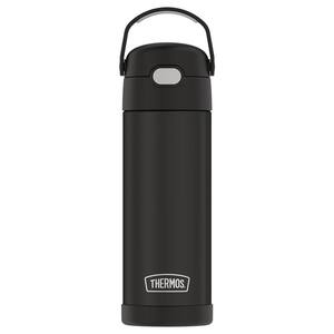 FUNtainer 16 oz. Black Matte Stainless Steel Vacuum-Insulated Water Bottle with Spout