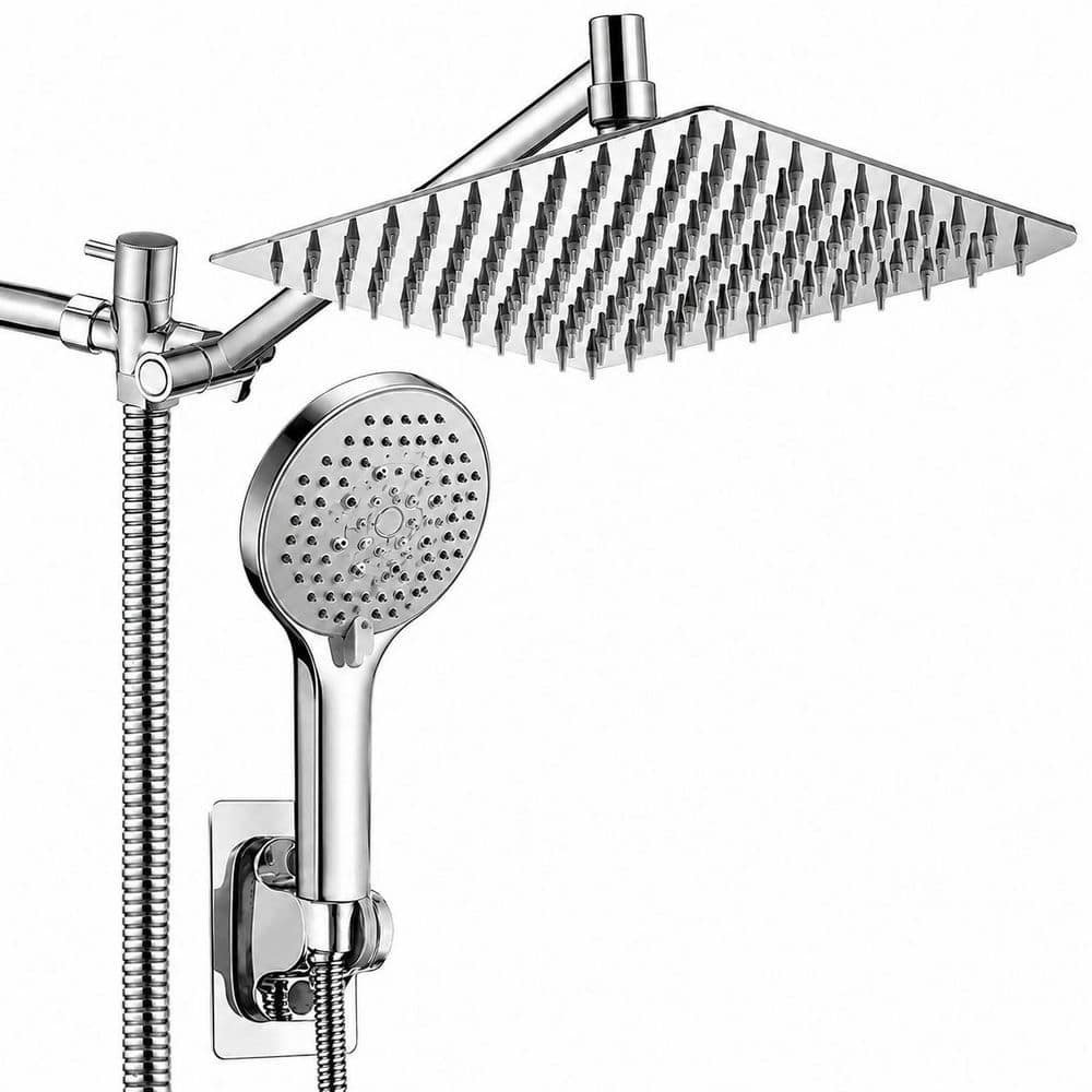 10 in. Square Rainfall Shower Head Combo with Handheld Sprayer, 11 in. Brass Extension Arm, Chrome Finish price history on PriceWatchPro