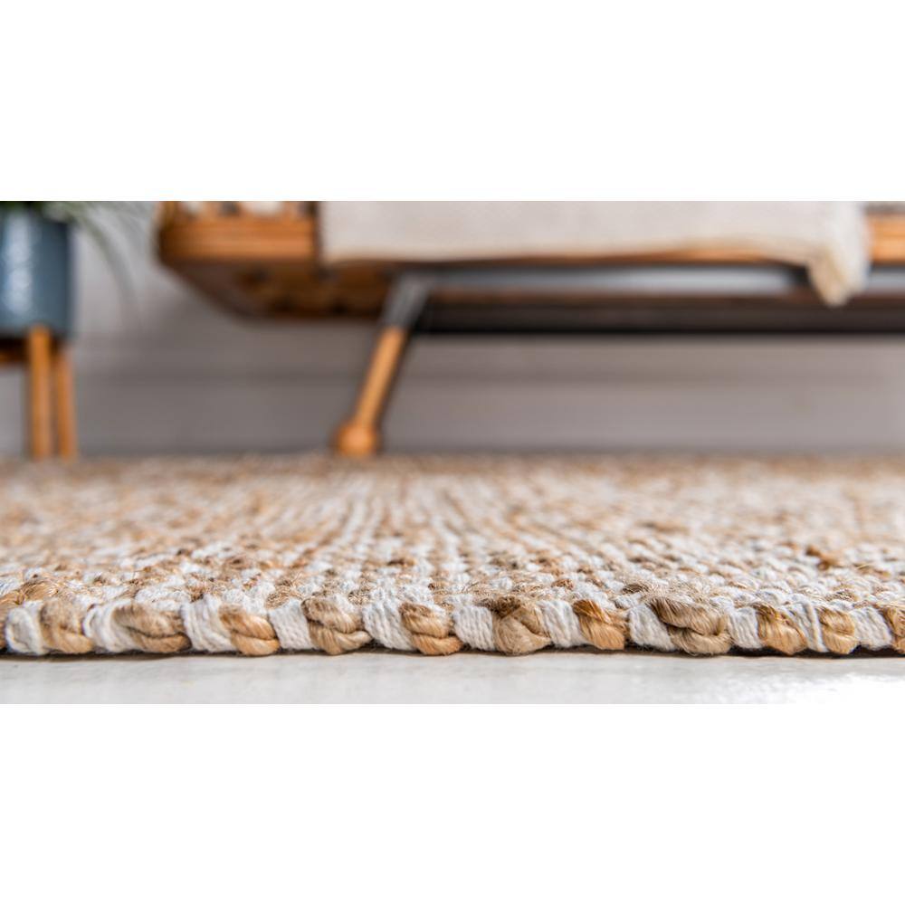 Handmade Braided Jute and Cotton 3' 3" x 5' 1" Area Rug in Natural Brown