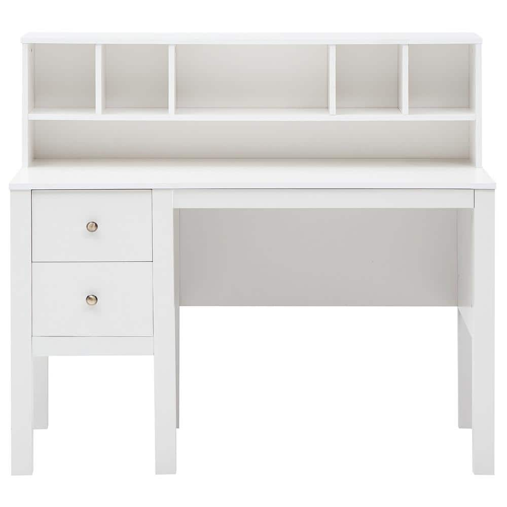 Costway 47 in. H Regular White Engineered Wood 2-Drawer Computer Desk Assemble