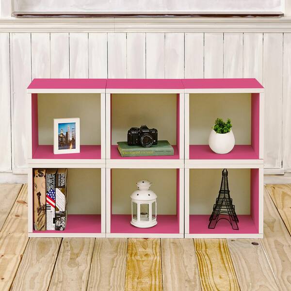 Way Basics 26 in. H x 40 in. W x 11 in. D Pink Recycled Materials 6-Cube Storage Organizer