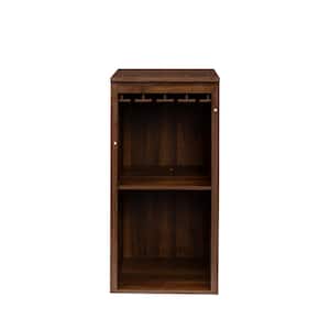 Brown Walnut Color Modular Wine Bar Cabinet with Storage Shelves with Hutch, Pantry Organizer