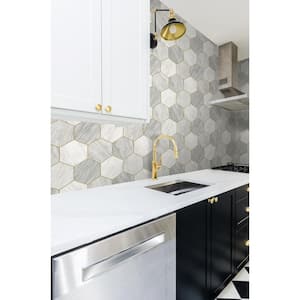 Hexagon Tiles White/Gray/Gold Paper Non-Pasted Strippable Wallpaper Roll (Cover 56.00 sq. ft.)