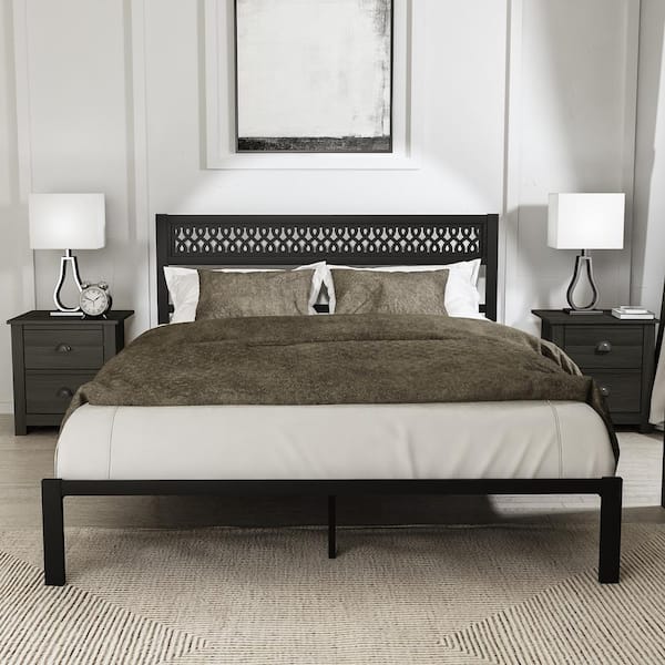 GALANO Candence Black Metal Frame Queen Platform Bed