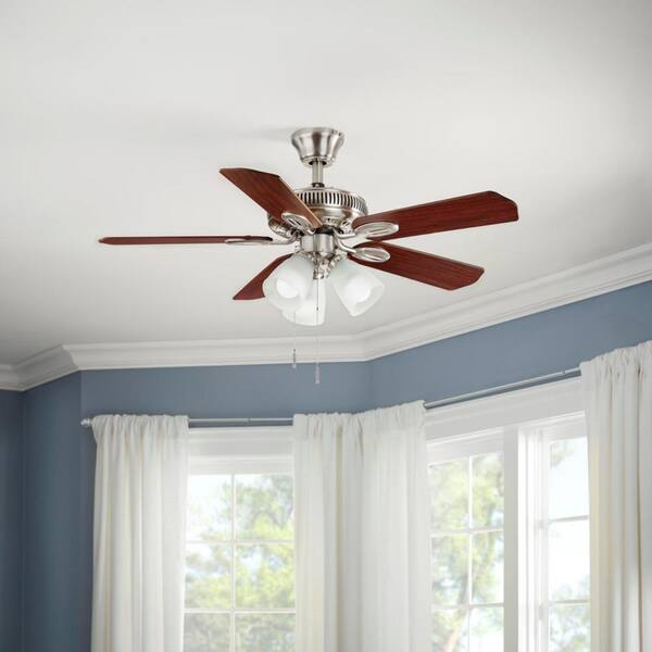 LED Indoor White Ceiling Fan with Light Kit Hampton Bay Glendale 42 in 
