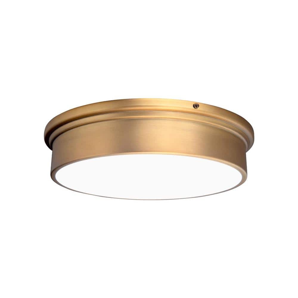 Elegant Aged Brass 12" LED Flush Mount with Opal Glass Diffuser