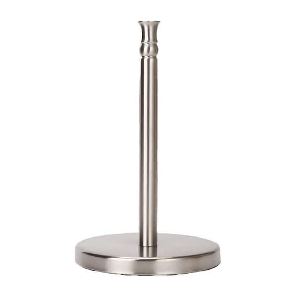 Countertop Mount Brushed Nickel Paper Towel Holder Stand Weighted Base One-Handed Tear Stainless Steel