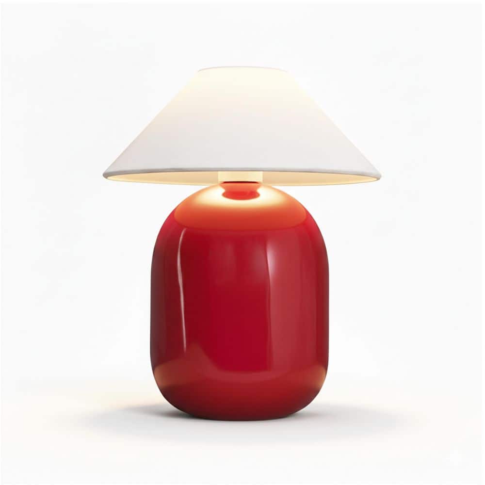 Ren LED 7.87 in Glossy Red Midcentury Modern Urn Dimmable Cordless Portable Rechargeable Bedside Nightstand Desk Lamp price history on PriceWatchPro