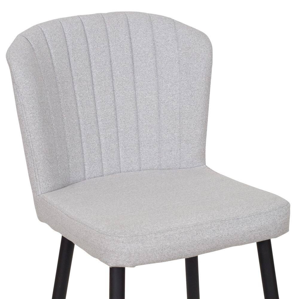 Jasper Light Gray Upholstered Channel Tufted Barstools with Metal Legs - Set of 2