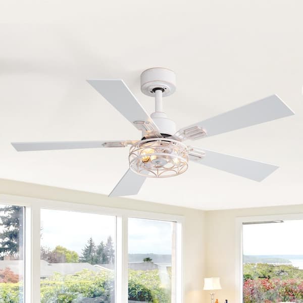 Corral 42 in. Indoor 2-Light Gold in White Ceiling Fan with Light Kit and Remote Included