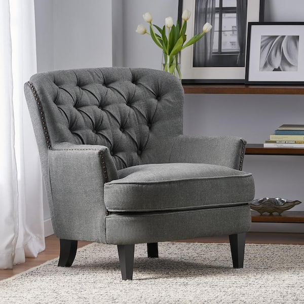 tufted chair grey