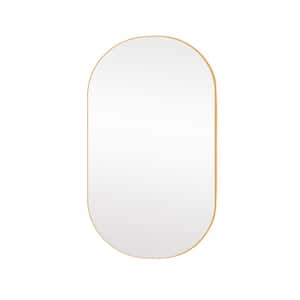 36 in. W x 18 in. H Oval Aluminium Framed Wall Bathroom Vanity Mirror in Gold