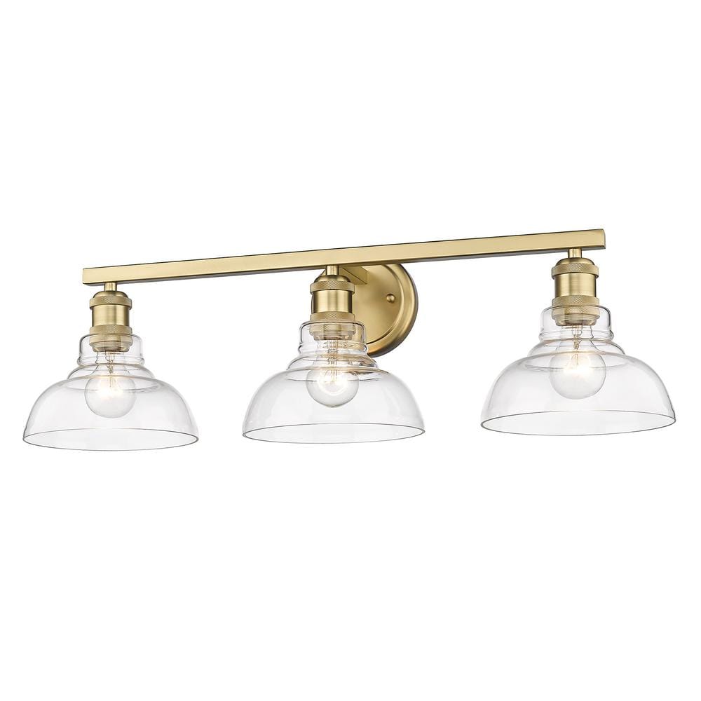 Brushed Champagne Bronze 3-Light Vanity Fixture with Clear Glass Shades