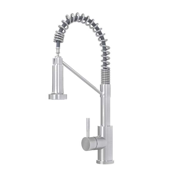 Single Handle Pull Down Sprayer Kitchen Faucet in Brushed Nickel