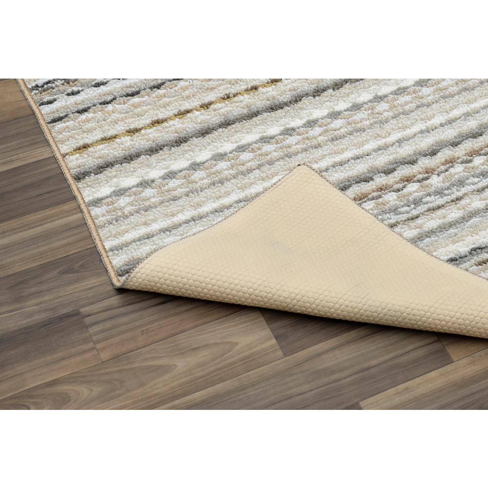 Carnival Stripe 12' Square Tufted Polypropylene Rug in Earth Tones
