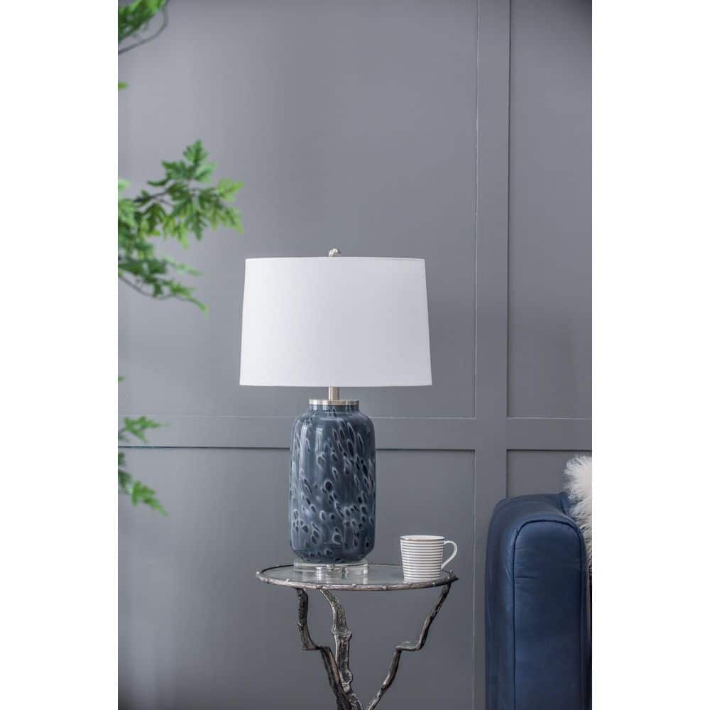 28.00 in. Blue Contemporary No Design Bedside Table Lamp for Living Room with White Linen Shade price history on PriceWatchPro