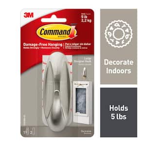 Command Forever Classic Large Metal Hooks, Brushed Nickel, Damage Free  Decorating, 1 Hook FC13-BN-ES - The Home Depot