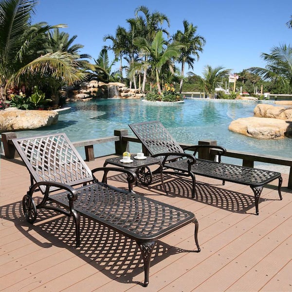 wrought iron pool loungers