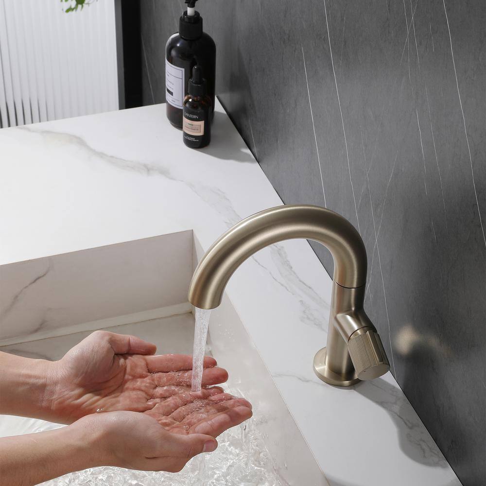 Brushed Gold Stainless Steel Single Handle Bathroom Faucet