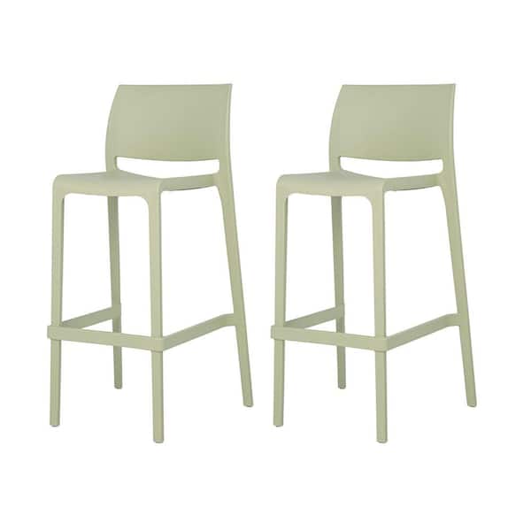 Lagoon Sensilla Wasabi Green 40.60 in. Low Back Resin Stackable Bar Stool (Set of 2)