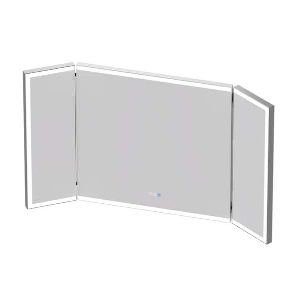 60 in. W x 36 in. H Rectangle Framed Wall Mounted Bathroom Vanity Mirror in Metal with Light and Monitor