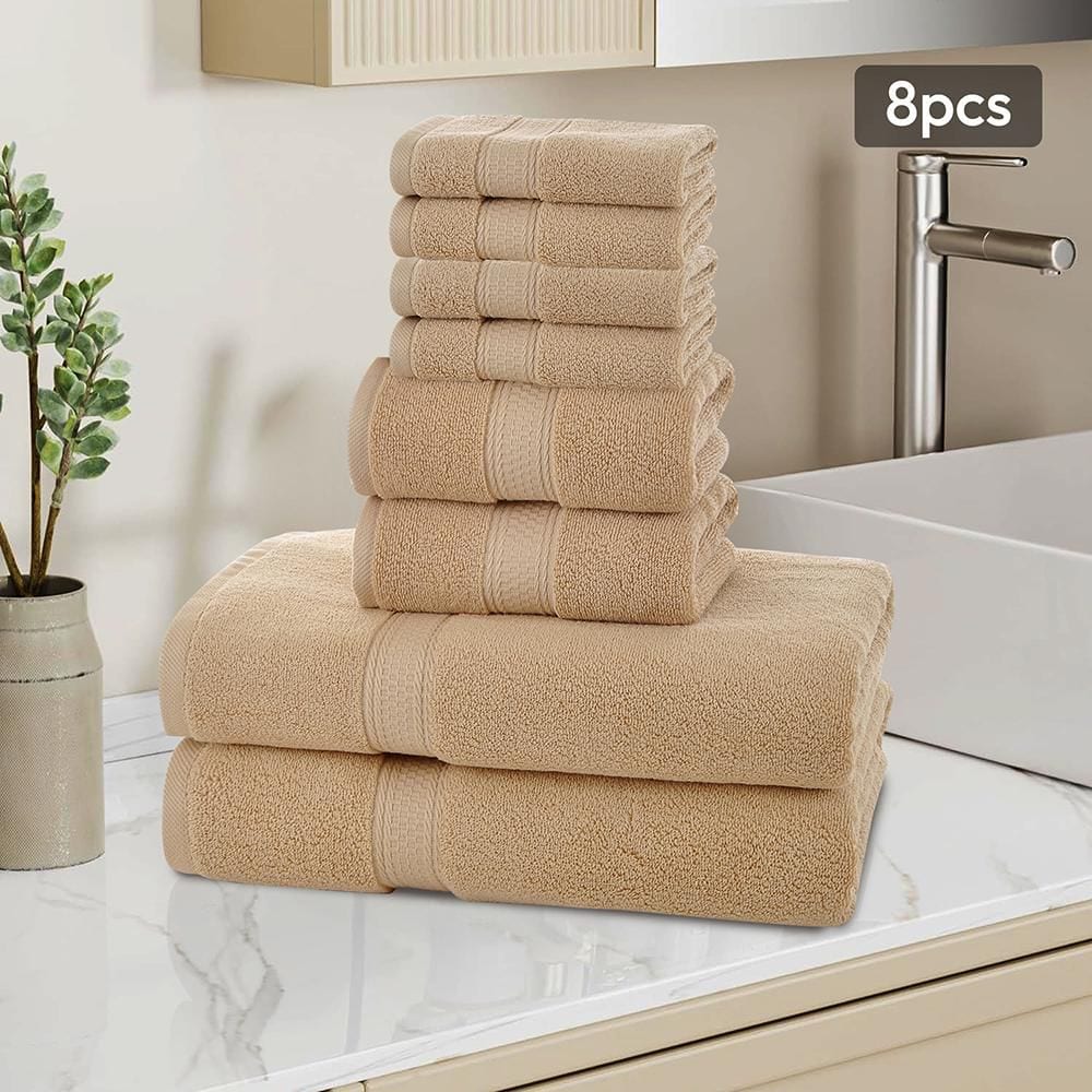 JML 8-Pieces Camel Cotton Bath Towel Set CTS04-Camel-8PCS - The