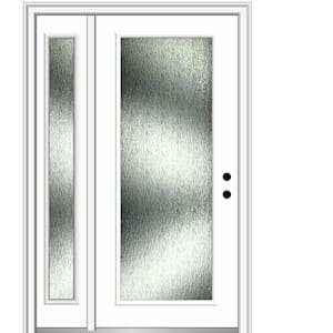 53 in. x 81.75 in. Left-Hand Inswing Full Lite Rain Glass Primed Prehung Front Door on 4-9/16 in. Frame