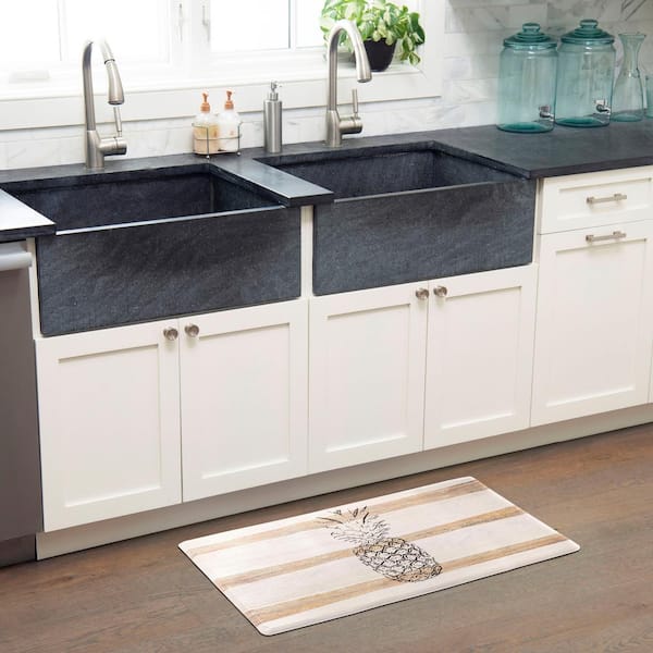 Cozy Living Pineapple Beige 17.5 in. x 55 in. Anti Fatigue Kitchen Mat