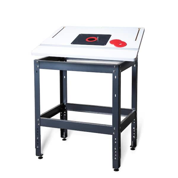 24 in. x 32 in. Router Table Top with Tool Stand, Router Plate and Insert Rings and Adjustable Leveling Feet